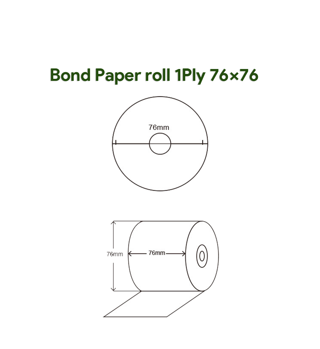 Bond Paper Roll 1Ply - 76 x 76mm - Box of 50