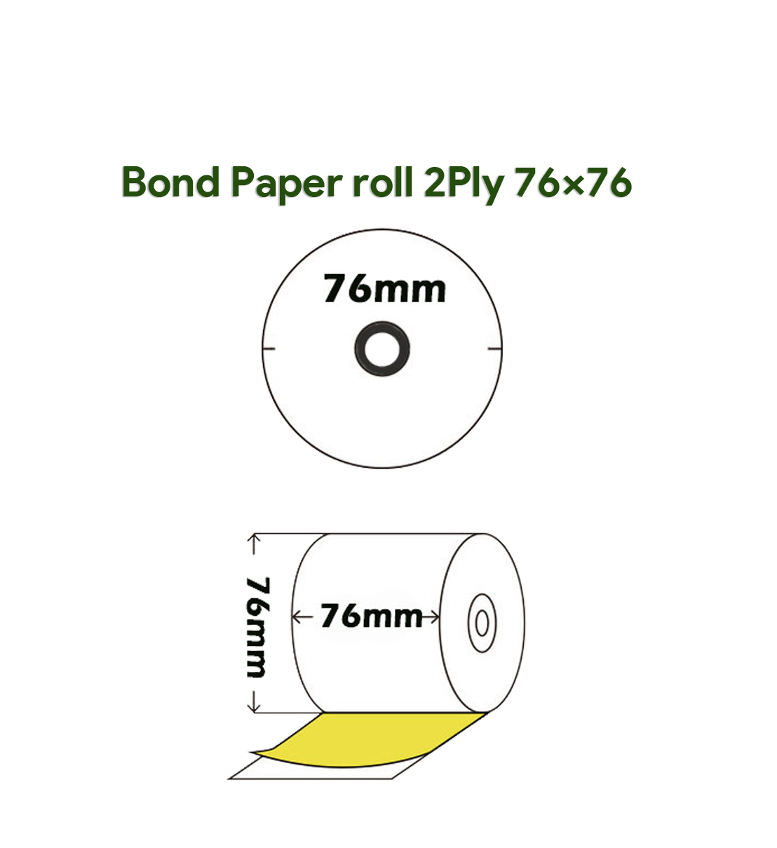 Bond Paper Roll 2Ply - 76 x 76mm - Box of 50