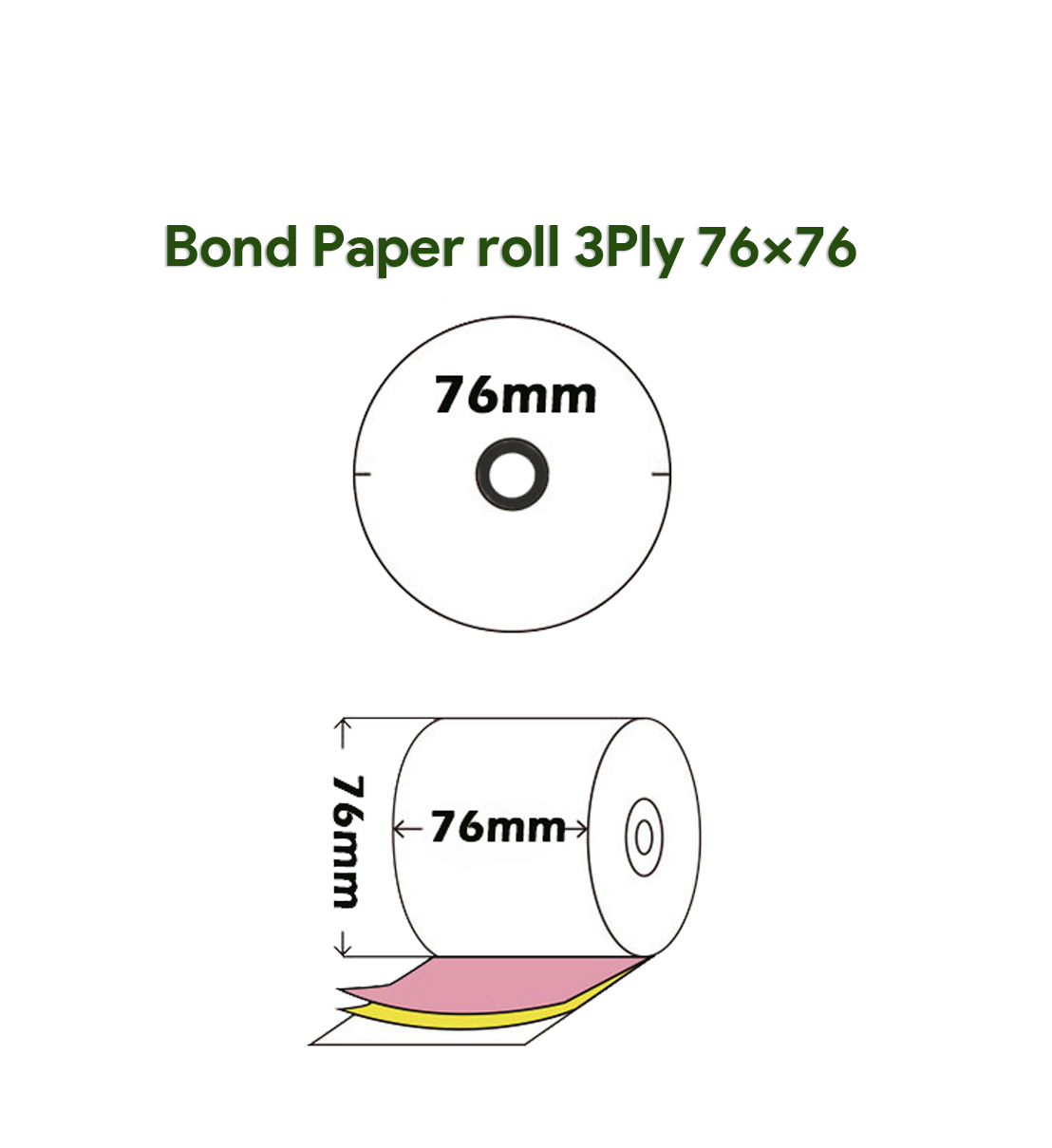 Bond paper Roll 3Ply - 76 x 76mm - Box of 50