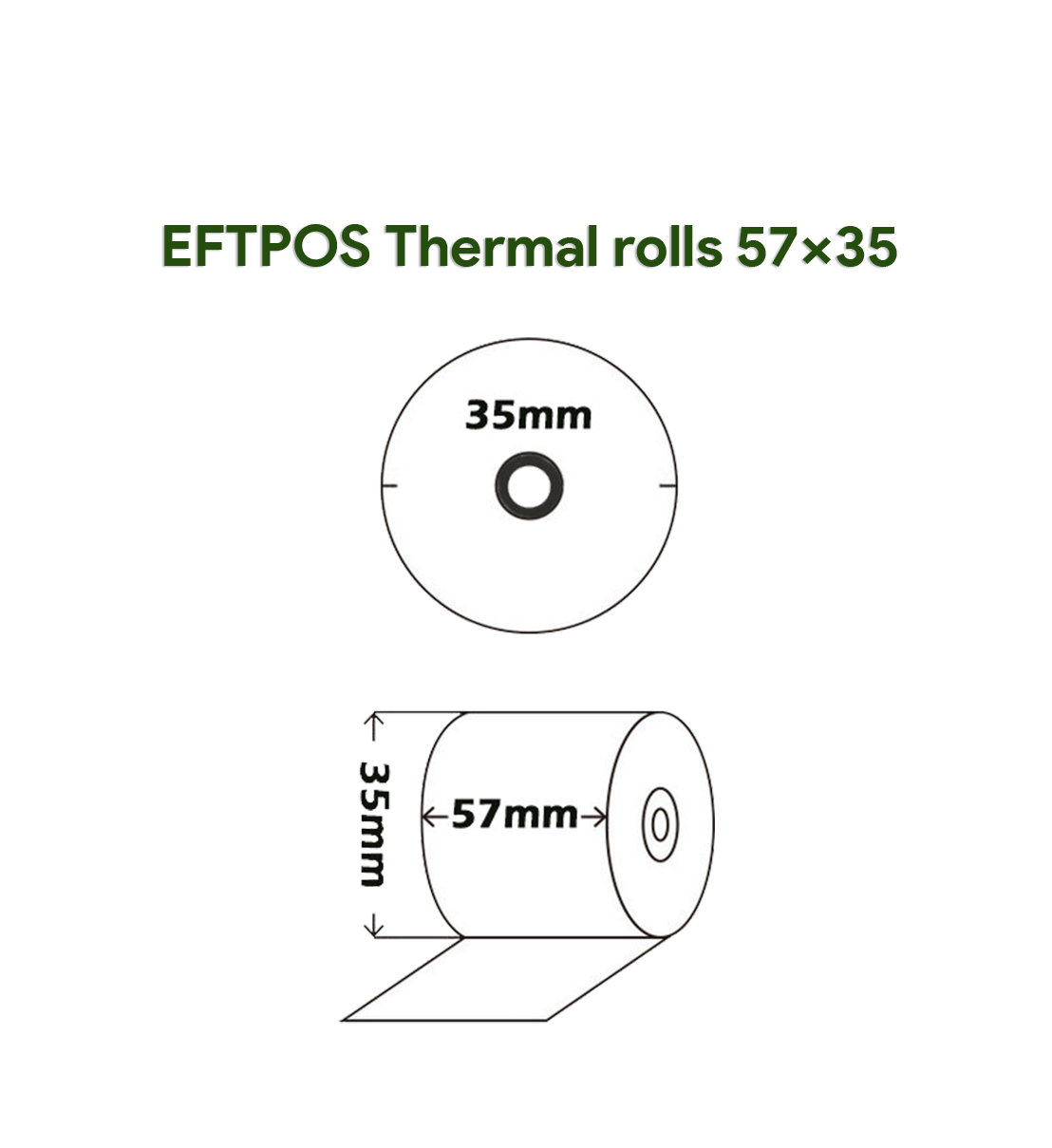 EFTPOS Thermal Paper Roll - 57 x 35mm - Box of 50