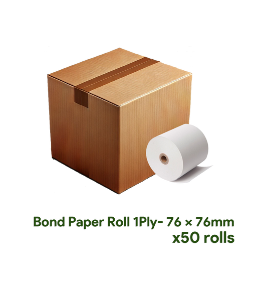 Bond Paper Roll 1Ply - 76 x 76mm - Box of 50