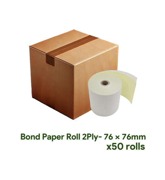 Bond Paper Roll 2Ply - 76 x 76mm - Box of 50